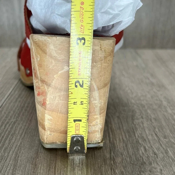 UO Cooperative Sandals Women 7 Gladiator Slingback Wooden Block Heel Leather Red - Picture 13 of 13